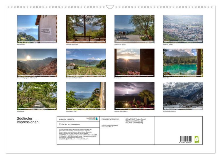 Produktbild: S&uuml;dtiroler Impressionen (Wandkalender 2026 DIN A2 quer), CALVENDO Monatskalender