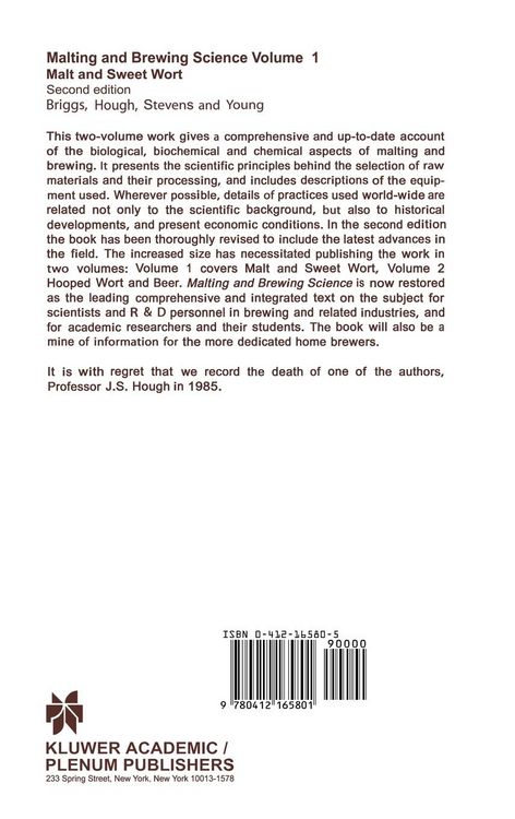 Produktbild: Malting and Brewing Science: Malt and Sweet Wort, Volume 1