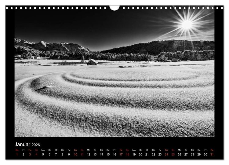 Produktbild: Soultouch - Schwarzwei&szlig; Landschaften, die die Seele ber&uuml;hren (Wandkalender 2026 DIN A3 quer), CALVENDO Monatskalender
