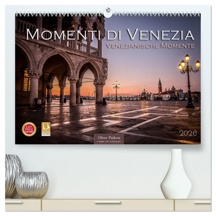 Produktbild: Momenti di Venezia - Venezianische Momente (hochwertiger Premium Wandkalender 2026 DIN A2 quer), Kunstdruck in Hochglanz