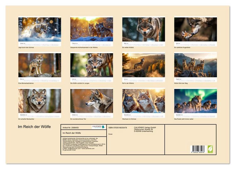 Produktbild: Im Reich der W&ouml;lfe (Wandkalender 2026 DIN A2 quer), CALVENDO Monatskalender