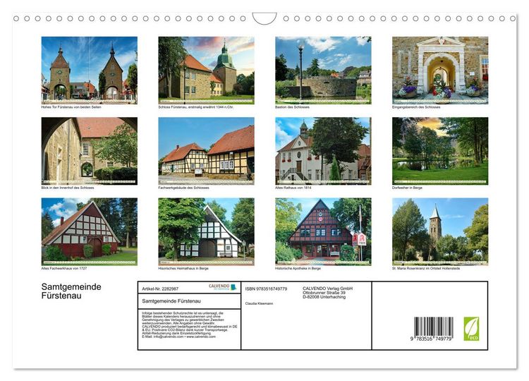 Produktbild: Samtgemeinde F&uuml;rstenau (Wandkalender 2027 DIN A3 quer), CALVENDO Monatskalender