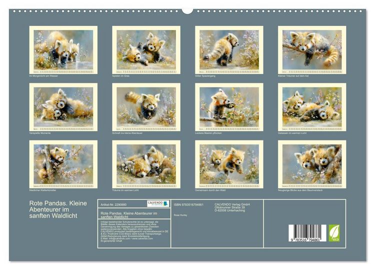 Produktbild: Rote Pandas. Kleine Abenteurer im sanften Waldlicht (hochwertiger Premium Wandkalender 2027 DIN A2 quer), Kunstdruck in Hochglanz