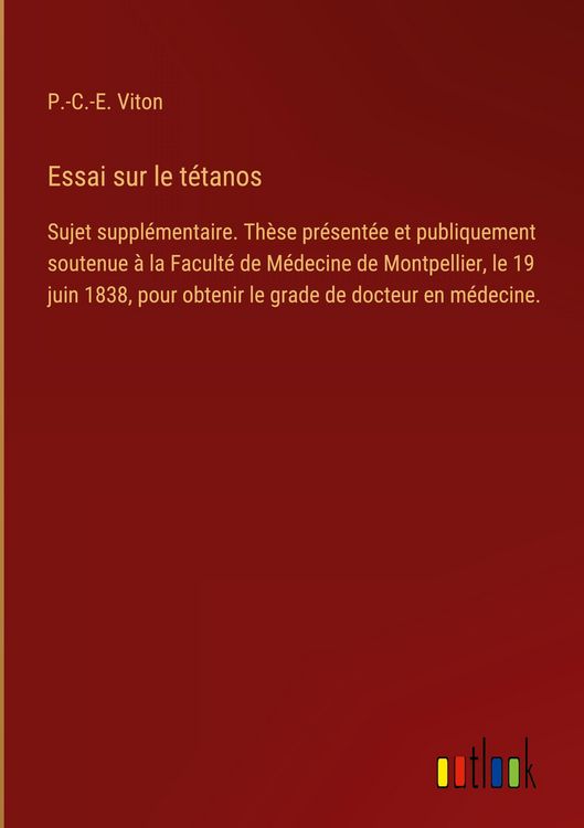 Produktbild: Essai sur le t&eacute;tanos