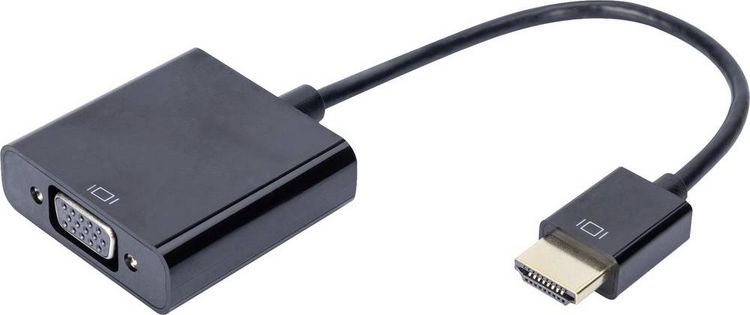 Produktbild: Digitus DA-70461 HDMI / VGA Adapter [1x HDMI-Stecker - 1x VGA-Buchse, Klinkenbuchse 3.5 mm] Schwarz 10.00 cm