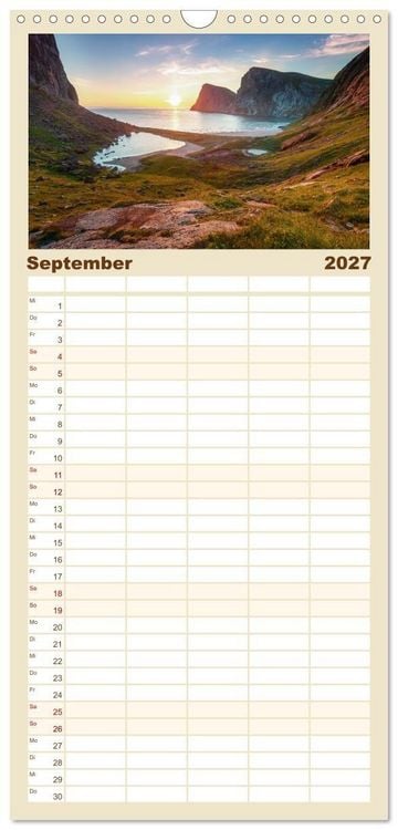 Produktbild: Familienplaner 2027 - Land. Licht. Meer. mit 5 Spalten (Wandkalender, 21 x 45 cm) CALVENDO