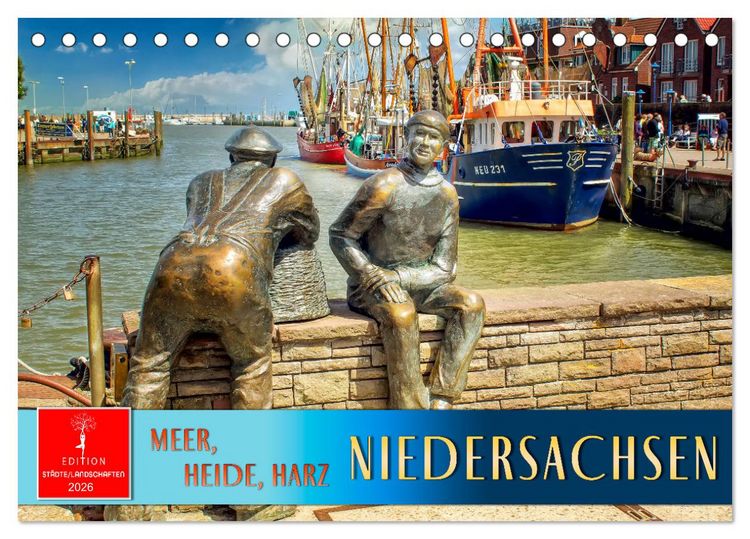 Produktbild: Niedersachsen - Meer, Heide, Harz (Tischkalender 2026 DIN A5 quer), CALVENDO Monatskalender