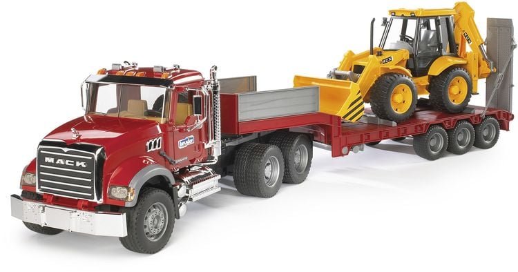 Bild vom Artikel Bruder - MACK Granite LKW mit Tieflader + JCB 4CX Baggerlader vom Autor 