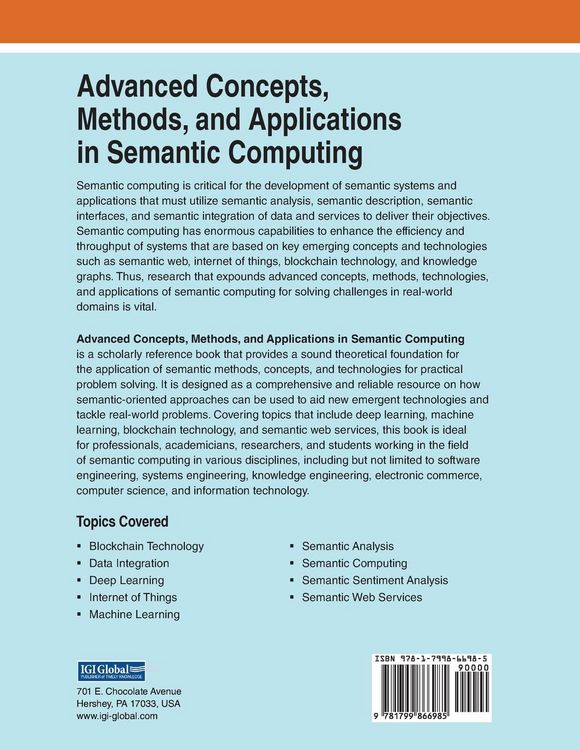 Produktbild: Advanced Concepts, Methods, and Applications in Semantic Computing