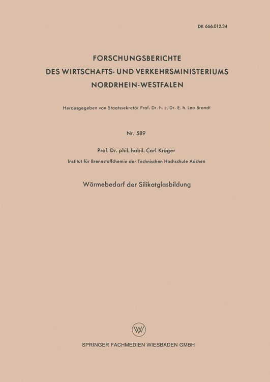 Produktbild: W&auml;rmebedarf der Silikatglasbildung