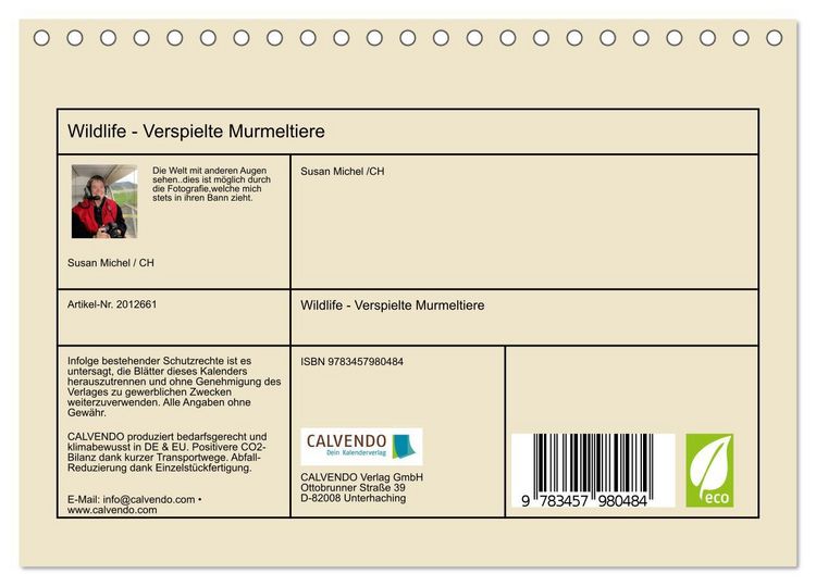 Produktbild: Wildlife - Verspielte Murmeltiere (Tischkalender 2026 DIN A5 quer), CALVENDO Monatskalender