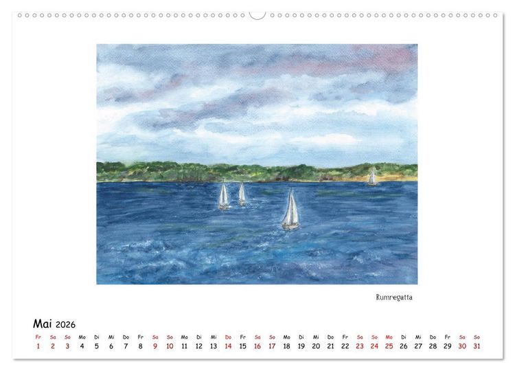 Produktbild: Die Flensburger F&ouml;rde (hochwertiger Premium Wandkalender 2026 DIN A2 quer), Kunstdruck in Hochglanz