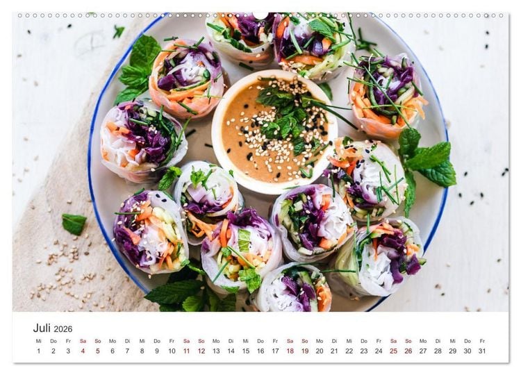 Produktbild: Veganer Essen - Pflanzenbasierte K&ouml;stlichkeiten (Wandkalender 2026 DIN A2 quer), CALVENDO Monatskalender