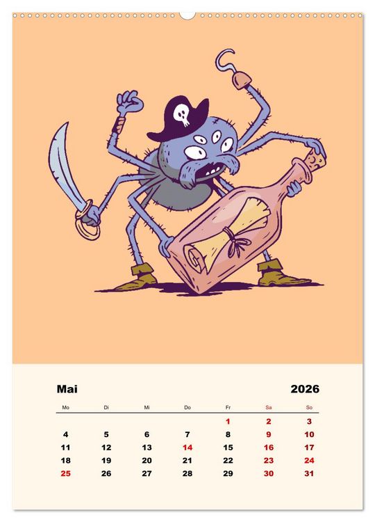 Produktbild: Tierische Piraten (hochwertiger Premium Wandkalender 2026 DIN A2 hoch), Kunstdruck in Hochglanz