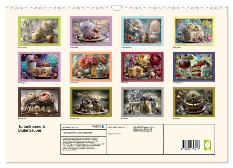 Produktbild: Tortentr&auml;ume & Bl&uuml;tenzauber (Wandkalender 2026 DIN A3 quer), CALVENDO Monatskalender