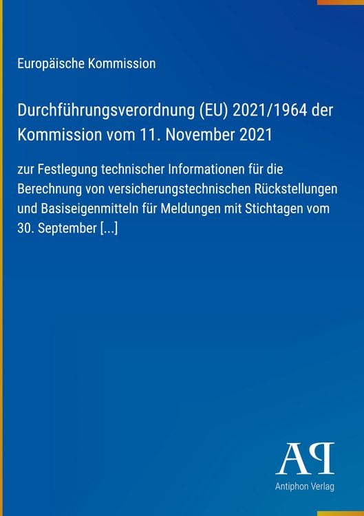 Produktbild: Durchf&uuml;hrungsverordnung (EU) 2021/1964 der Kommission vom 11. November 2021