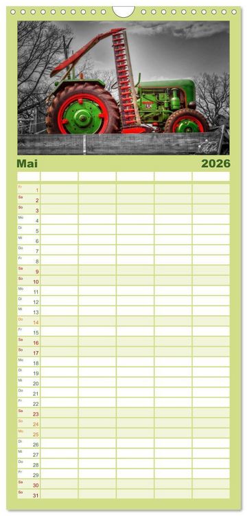 Produktbild: Familienplaner 2026 - Trecker - Oldtimer mit 5 Spalten (Wandkalender, 21 x 45 cm) CALVENDO