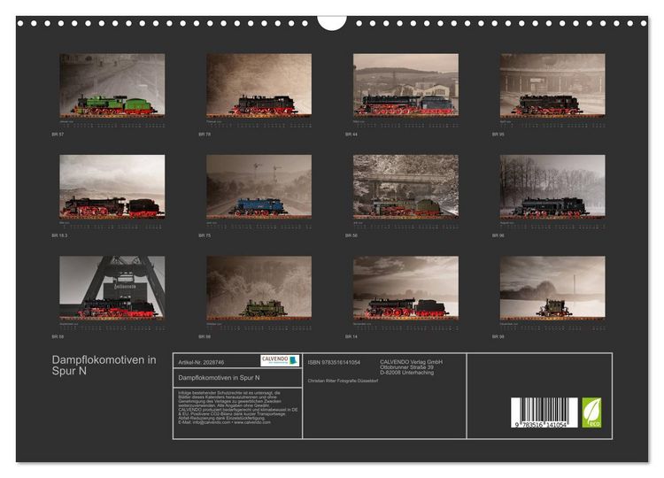 Produktbild: Dampflokomotiven in Spur N (Wandkalender 2026 DIN A3 quer), CALVENDO Monatskalender