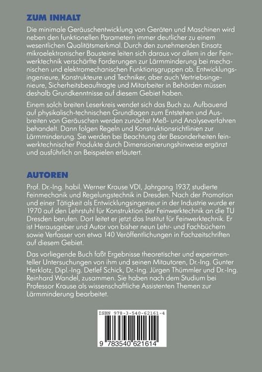 Produktbild: L&auml;rmminderung in der Feinwerktechnik