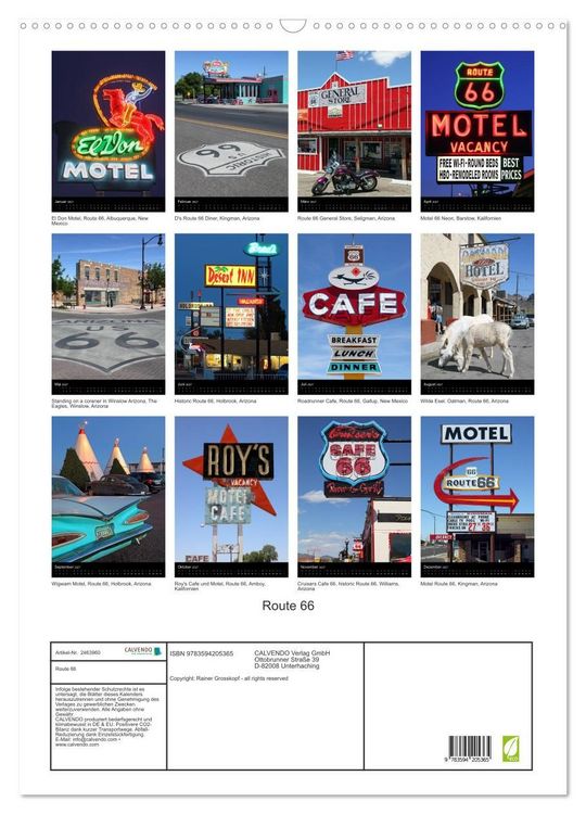 Produktbild: Route 66 (Wandkalender 2027 DIN A2 hoch), CALVENDO Monatskalender
