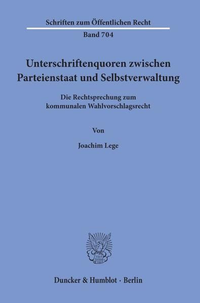 Produktbild: Unterschriftenquoren zwischen Parteienstaat und Selbstverwaltung.
