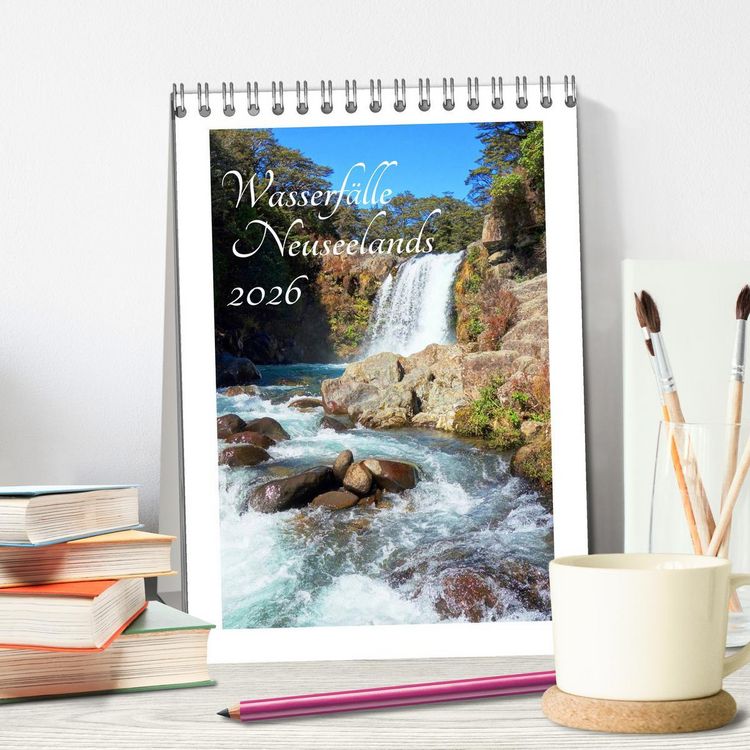 Produktbild: Wasserf&auml;lle Neuseelands (Tischkalender 2026 DIN A5 hoch), CALVENDO Monatskalender