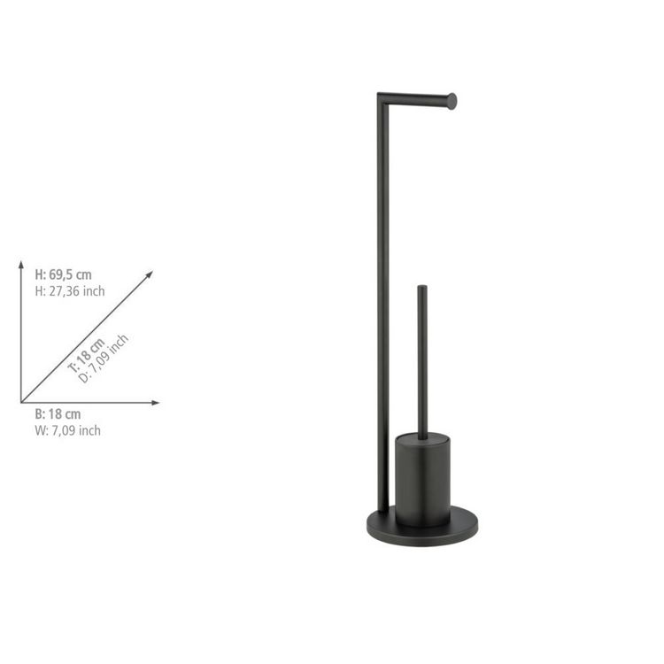 Produktbild: Stand WC-Garnitur Mod. Ferla, Schwarz, mit WC-Papierrollenhalter und WC-B&uuml;rste