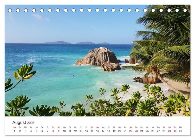 Produktbild: In Gedanken auf den Seychellen (Tischkalender 2026 DIN A5 quer), CALVENDO Monatskalender