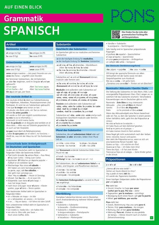 Produktbild: PONS Grammatik auf einen Blick Spanisch