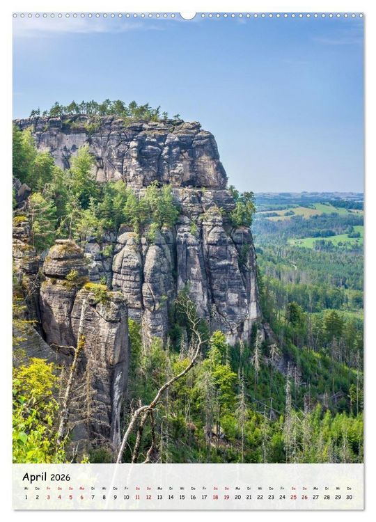 Produktbild: S&auml;chsische Schweiz - Unterwegs im sch&ouml;nen Elbsandsteingebirge (hochwertiger Premium Wandkalender 2026 DIN A2 hoch), Kunstdruck in Hochglanz