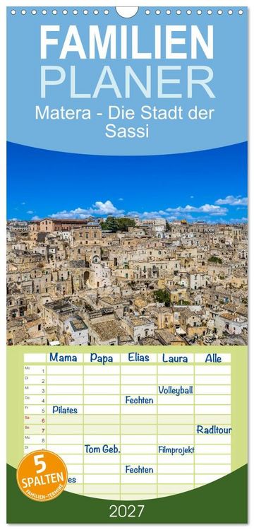 Produktbild: Familienplaner 2027 - Matera - Die Stadt der Sassi mit 5 Spalten (Wandkalender, 21 x 45 cm) CALVENDO