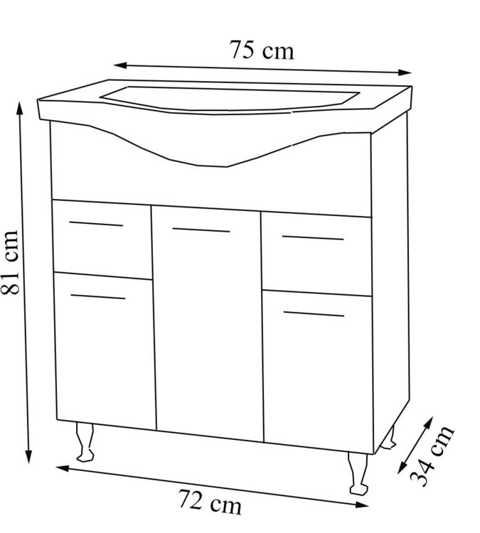 Produktbild: 4-tlg. Waschplatz Waschtisch Schubladen Lisalo XL