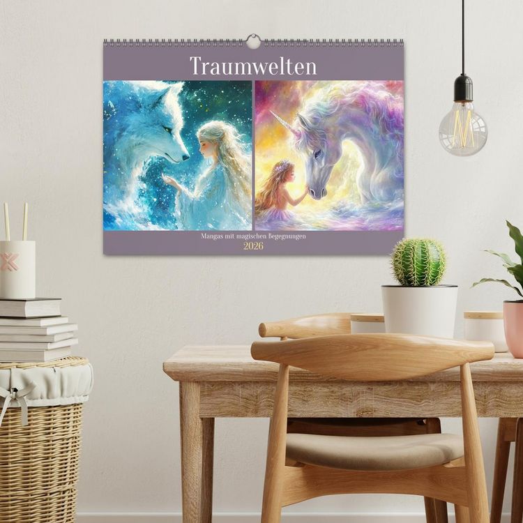 Produktbild: Traumwelten. Mangas mit magischen Begegnungen (Wandkalender 2026 DIN A3 quer), CALVENDO Monatskalender