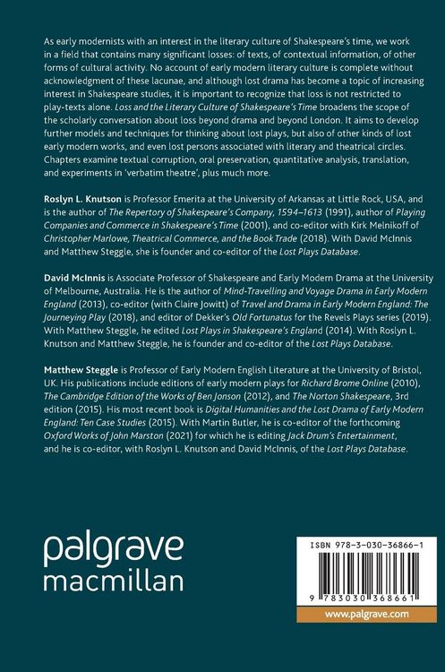 Produktbild: Loss and the Literary Culture of Shakespeare&rsquo;s Time