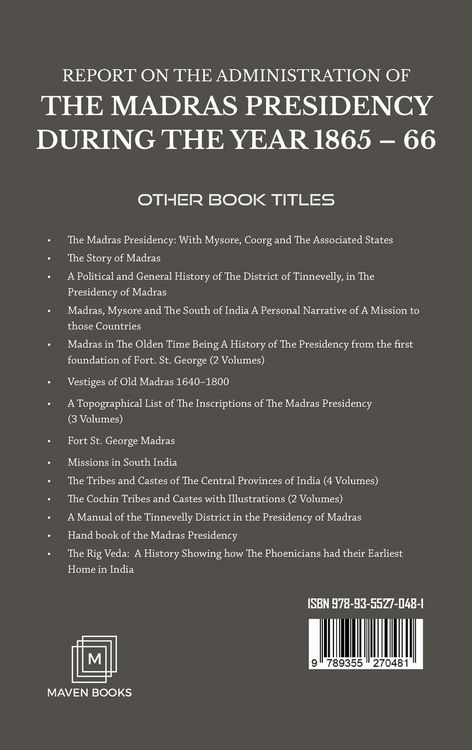 Produktbild: Report On The Administration Of The Madras Presidency During The Year 1865 - 66 (vol 1)