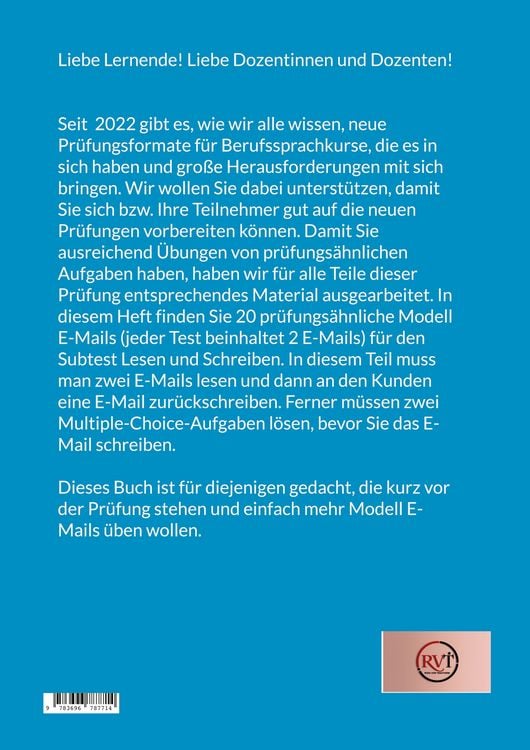 Produktbild: B2 Lesen und Schreiben von E-Mails und Multiple Choice Aufgaben