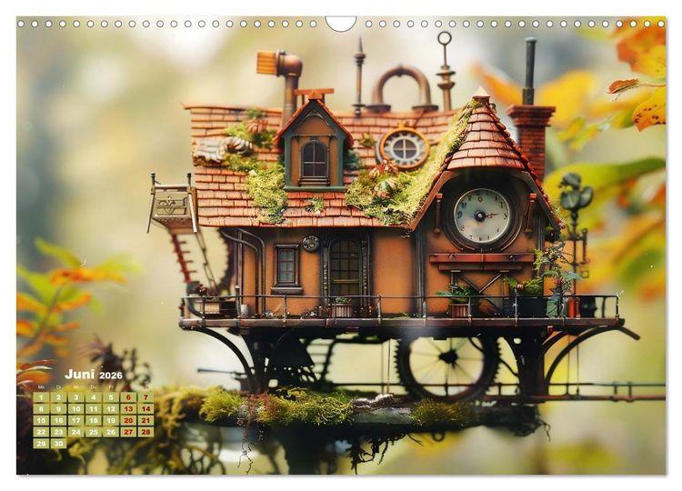 Produktbild: Miniaturwelt Faszinierend winzige H&auml;user im Steampunk-Stil (Wandkalender 2026 DIN A3 quer), CALVENDO Monatskalender