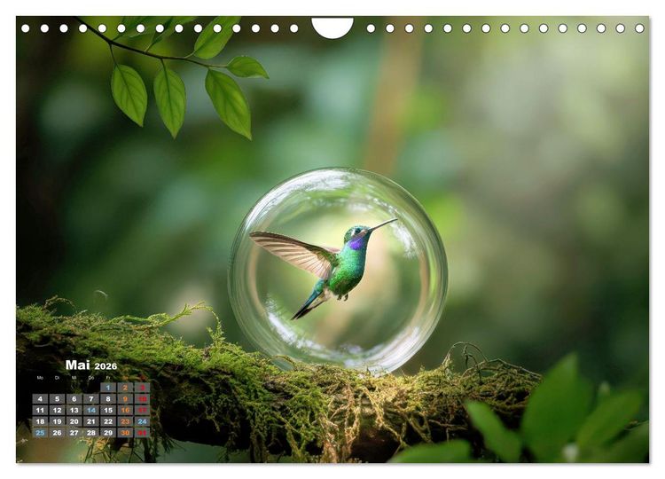 Produktbild: Kolibri in der Glaskugel (Wandkalender 2026 DIN A4 quer), CALVENDO Monatskalender