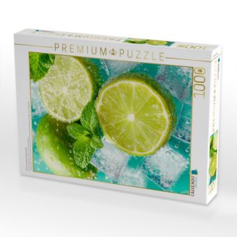 Produktbild: CALVENDO Puzzle Frische Limetten mit Eisw&uuml;rfeln | 1000 Teile Lege-Gr&ouml;&szlig;e 64x48cm Foto-Puzzle f&uuml;r gl&uuml;ckliche Stunden