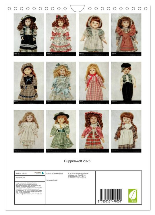 Produktbild: Puppenwelt 2026 (Wandkalender 2026 DIN A4 hoch), CALVENDO Monatskalender
