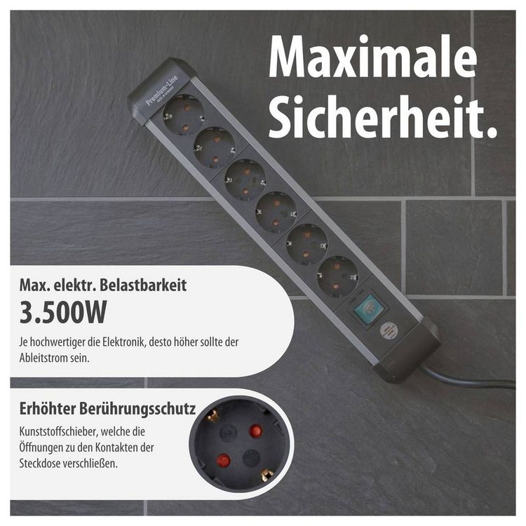 Produktbild: Brennenstuhl 1391030600 Steckdosenleiste mit Schalter Silber, Schwarz Schutzkontakt 1St.