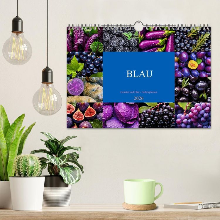 Produktbild: BLAU - Gem&uuml;se und Obst - Farbexplosion (Wandkalender 2026 DIN A4 quer), CALVENDO Monatskalender