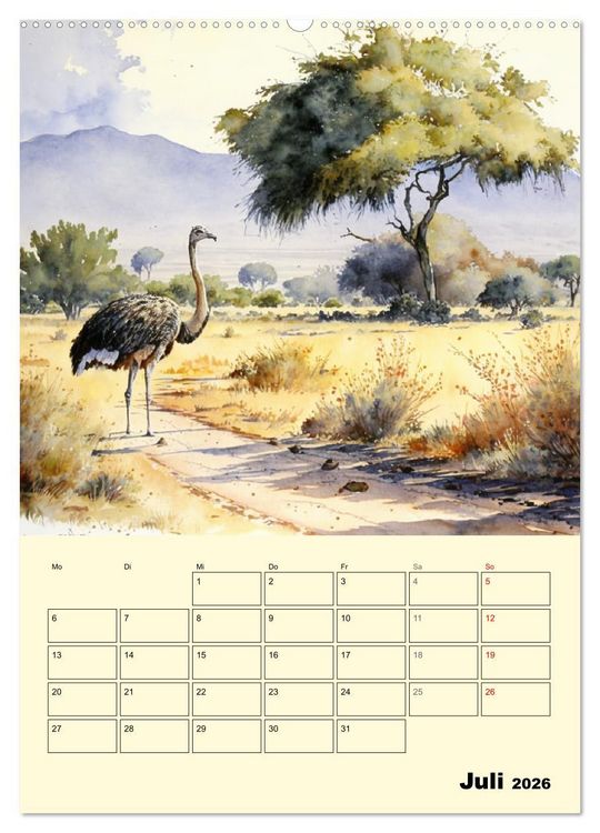 Produktbild: Sch&ouml;ne Aquarelle. Darstellungen von Afrikas Wildtieren (Wandkalender 2026 DIN A2 hoch), CALVENDO Monatskalender