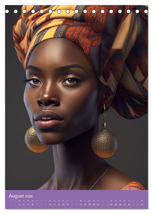 Produktbild: Afrikanische Frauen - Portraits im Stil der afrikanischen Kultur (Tischkalender 2026 DIN A5 hoch), CALVENDO Monatskalender