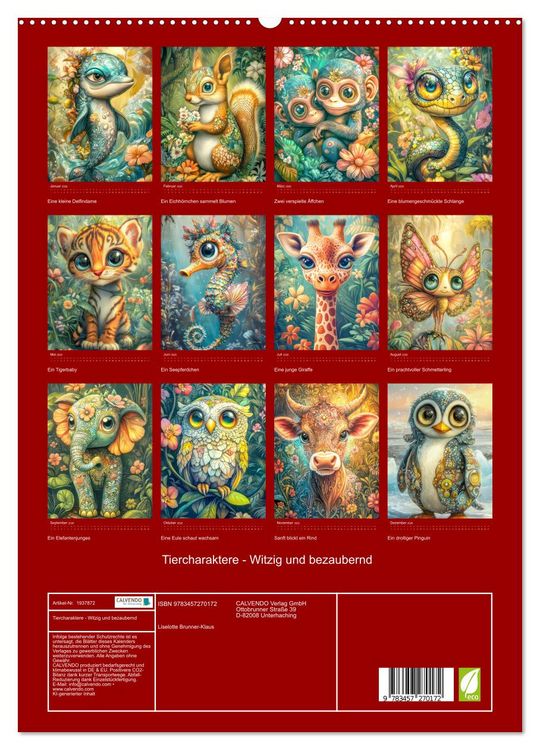 Produktbild: Tiercharaktere - Witzig und bezaubernd (hochwertiger Premium Wandkalender 2026 DIN A2 hoch), Kunstdruck in Hochglanz