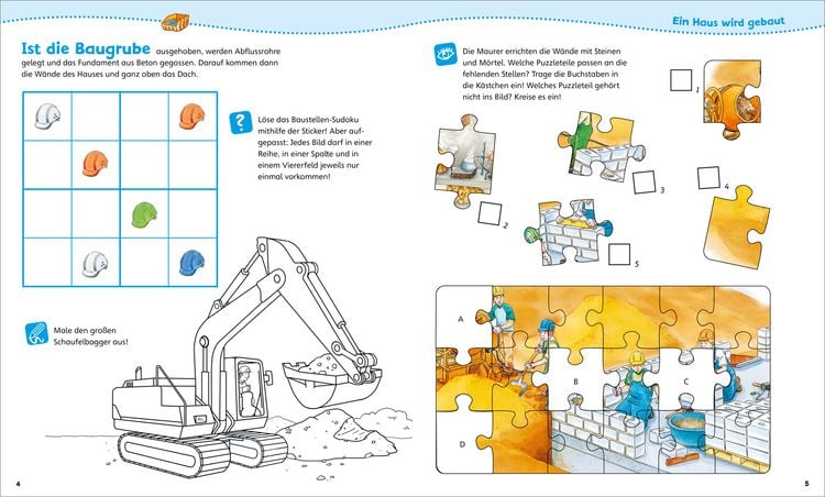 Produktbild: WAS IST WAS Junior Mitmach-Heft Baustelle