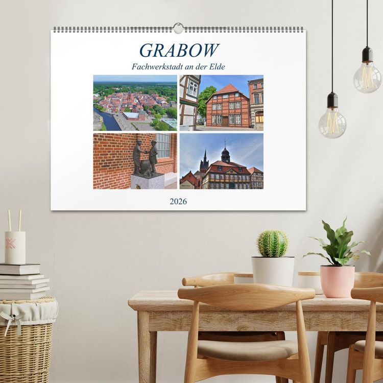 Produktbild: Grabow - Fachwerkstadt an der Elde (Wandkalender 2026 DIN A2 quer), CALVENDO Monatskalender