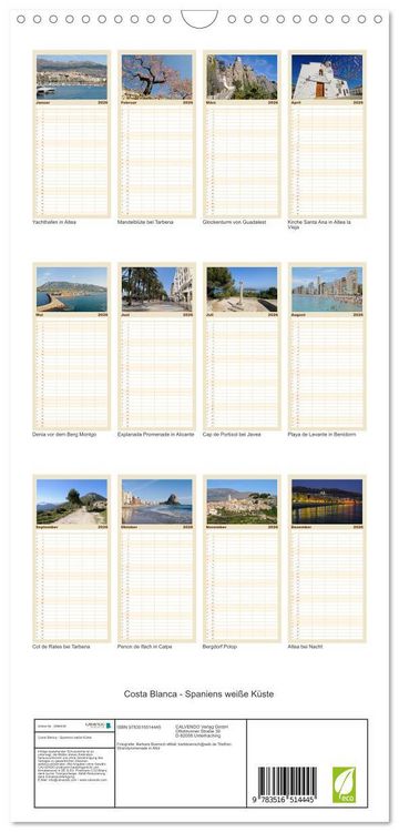 Produktbild: Familienplaner 2026 - Costa Blanca - Spaniens wei&szlig;e K&uuml;ste mit 5 Spalten (Wandkalender, 21 x 45 cm) CALVENDO