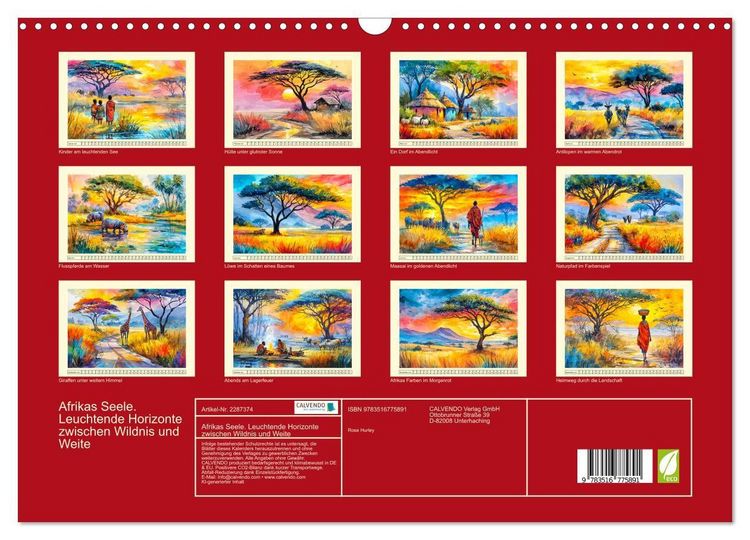 Produktbild: Afrikas Seele. Leuchtende Horizonte zwischen Wildnis und Weite (Wandkalender 2027 DIN A3 quer), CALVENDO Monatskalender