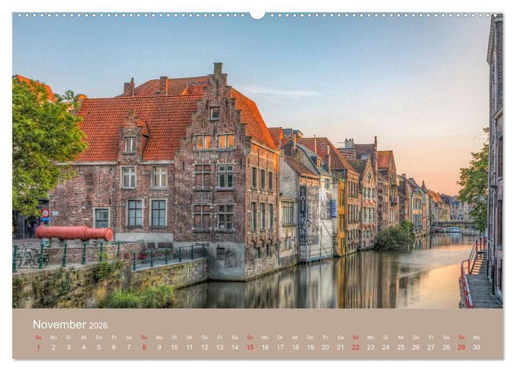Produktbild: Br&uuml;gge und Gent, eine Fotoreise durch die zwei Perlen Flanderns. (hochwertiger Premium Wandkalender 2026 DIN A2 quer), Kunstdruck in Hochglanz